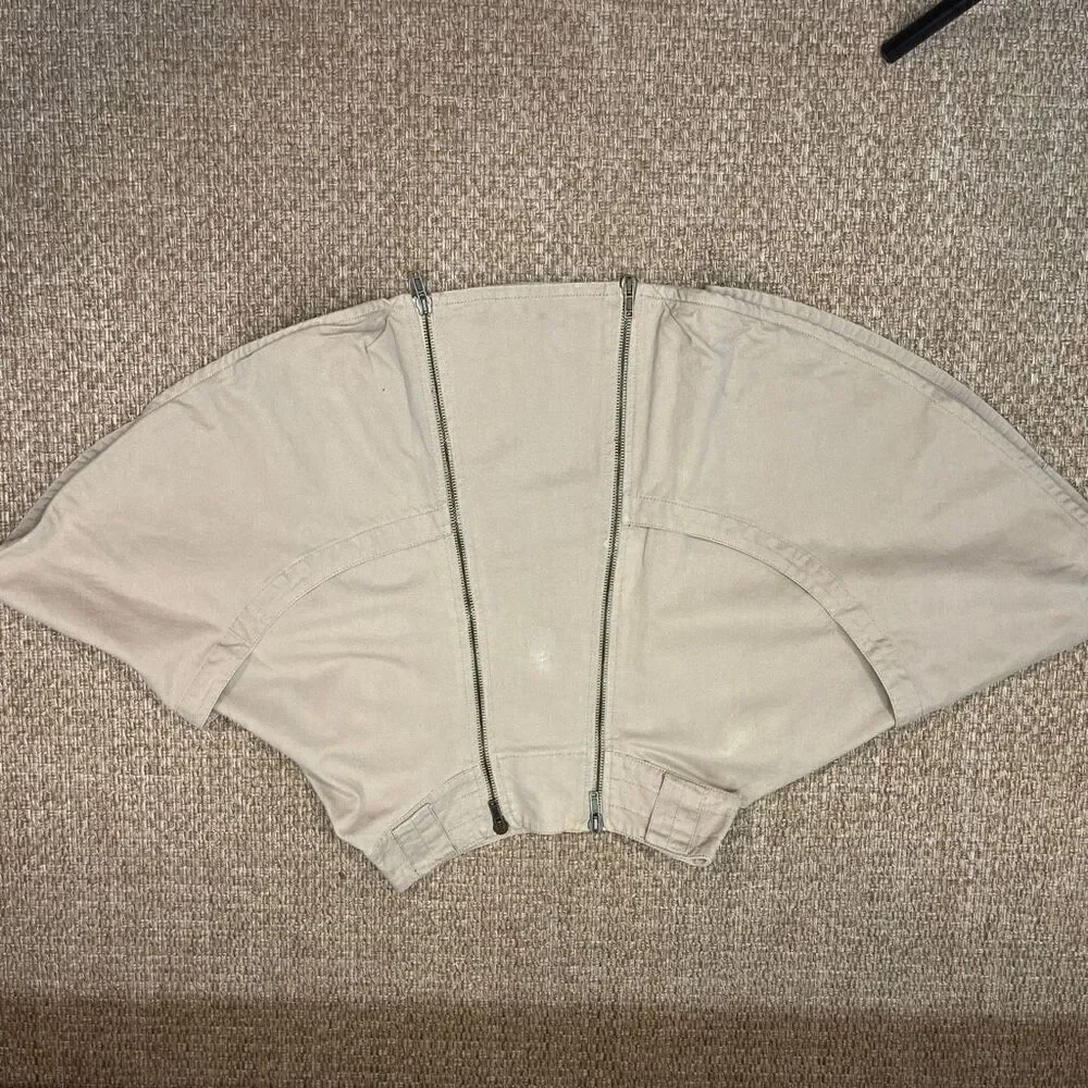 (NUDE) Beige Layered Flared High Rise Ruffle Denim Skirt Size 28